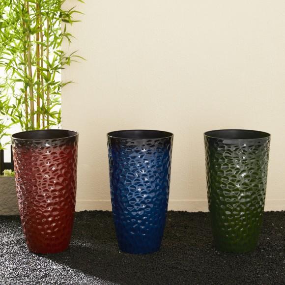 Glitzhome Glitzhome 23.75"H Set Of 2 Oversized Eco-Friendly PP And Stone Honeycomb Textured Red Tall Plastic Planter