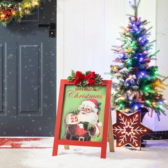Glitzhome Glitzhome 23.75"H Wooden "Have A Holly Jolly Christmas" Easel Porch Decor