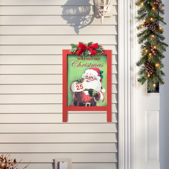 Glitzhome Glitzhome 23.75"H Wooden "Have A Holly Jolly Christmas" Easel Porch Decor