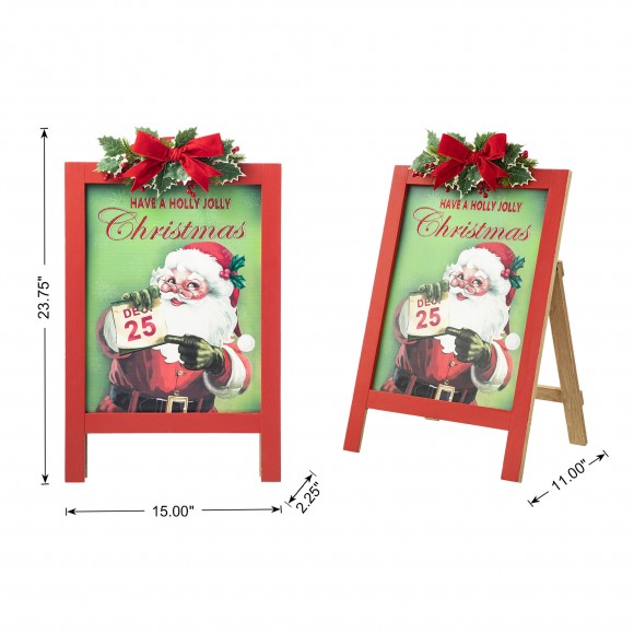 Glitzhome Glitzhome 23.75"H Wooden "Have A Holly Jolly Christmas" Easel Porch Decor