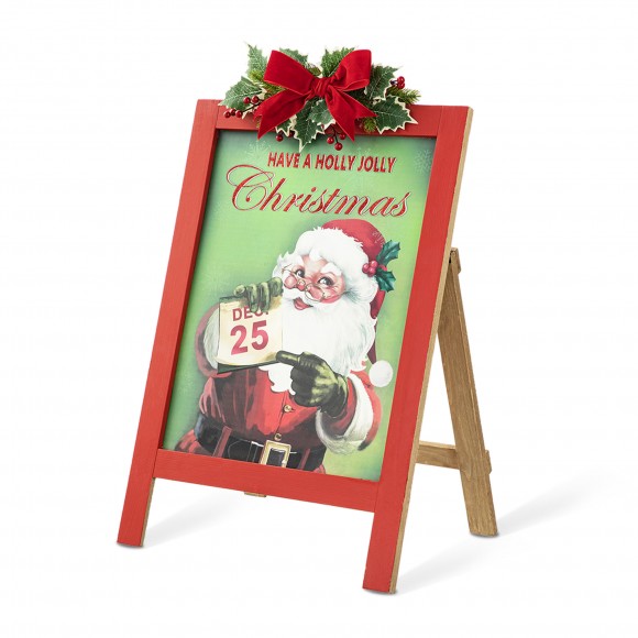 glitzhome Glitzhome 23.75"H Wooden "Have a Holly Jolly Christmas" Easel Porch Decor