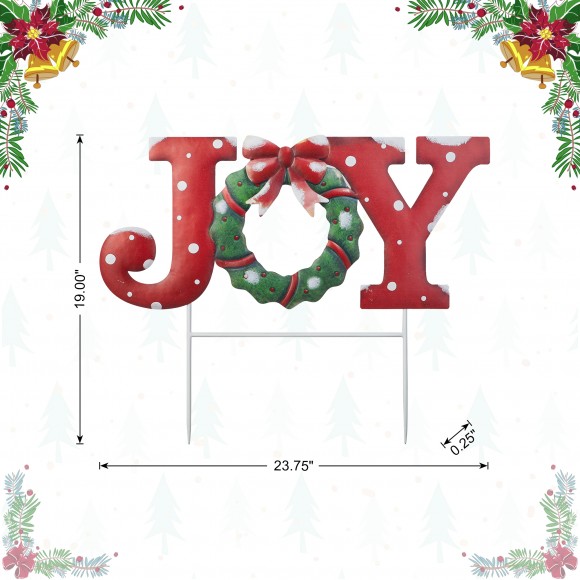 Glitzhome Glitzhome 23.75"L Metal Christmas "JOY" Yard Stake(KD)