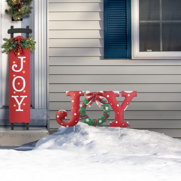 Glitzhome Glitzhome 23.75"L Metal Christmas "JOY" Yard Stake(KD)