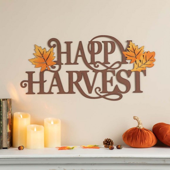 Glitzhome Glitzhome 23.75"L Metal "HAPPY HARVEST" Wall Decor
