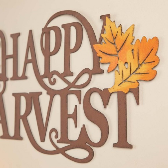 Glitzhome Glitzhome 23.75"L Metal "HAPPY HARVEST" Wall Decor