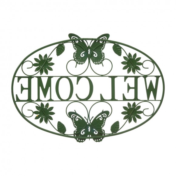 Glitzhome Glitzhome 23.75"L Whimsical Metal Sunflower And Butterfly Welcome Wall Decor