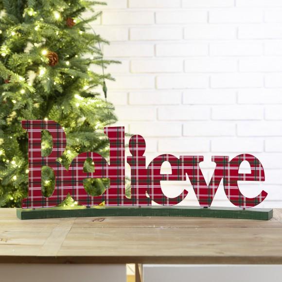 Glitzhome Glitzhome 23.82"L Wooden Believe Table Decor
