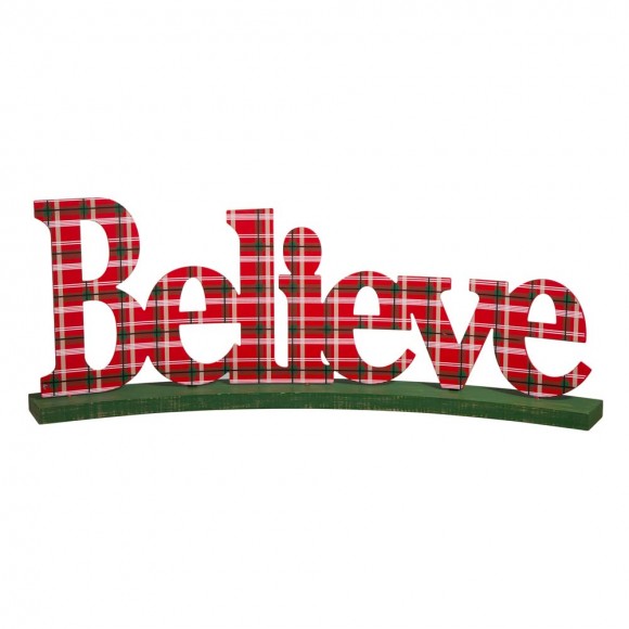 glitzhome Glitzhome 23.82"L Wooden Believe Table Decor