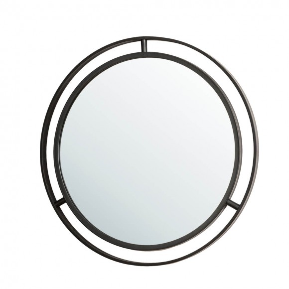 Glitzhome Glitzhome 24.00"D Deluxe Black Metal Round Wall Mirror