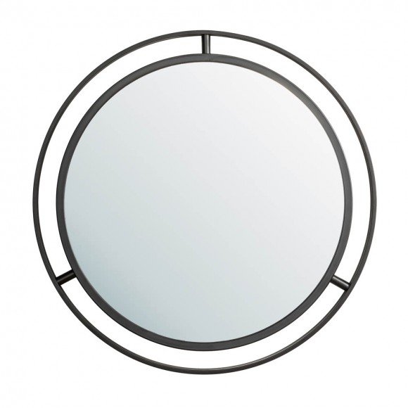 glitzhome Glitzhome 24.00"D Deluxe Black Metal Round Wall Mirror
