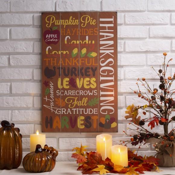 Glitzhome Glitzhome 24.00"H Thanksgiving Wooden Word Sign Hanging Decor
