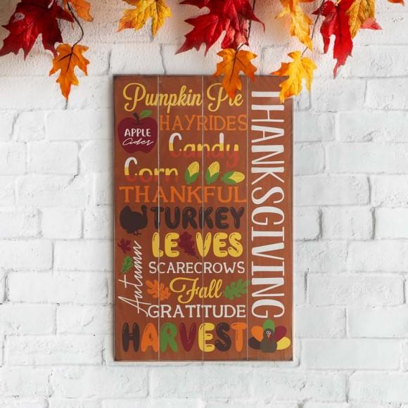 Glitzhome Glitzhome 24.00"H Thanksgiving Wooden Word Sign Hanging Decor