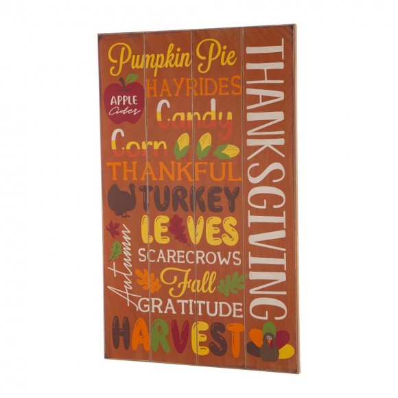 Glitzhome Glitzhome 24.00"H Thanksgiving Wooden Word Sign Hanging Decor