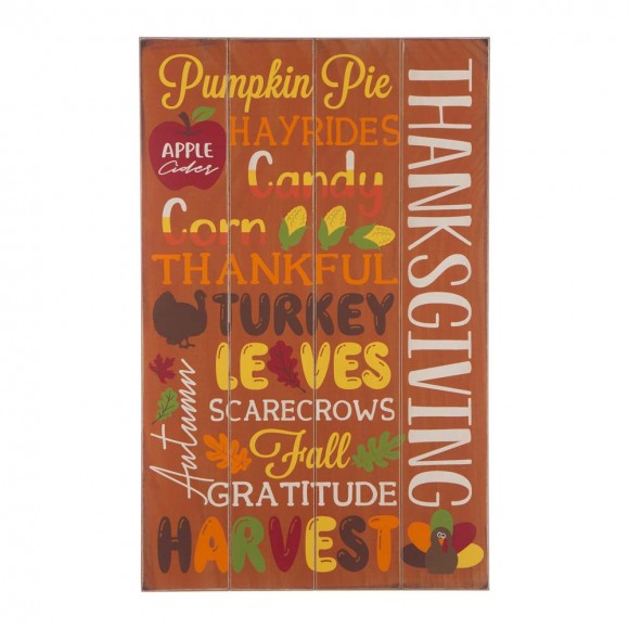 glitzhome Glitzhome 24.00"H Thanksgiving Wooden Word Sign Hanging Decor