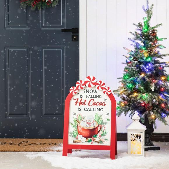 Glitzhome Glitzhome 24.25"H Christmas Wooden Peppermint Easel Porch Decor