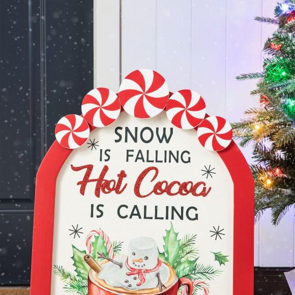 Glitzhome Glitzhome 24.25"H Christmas Wooden Peppermint Easel Porch Decor
