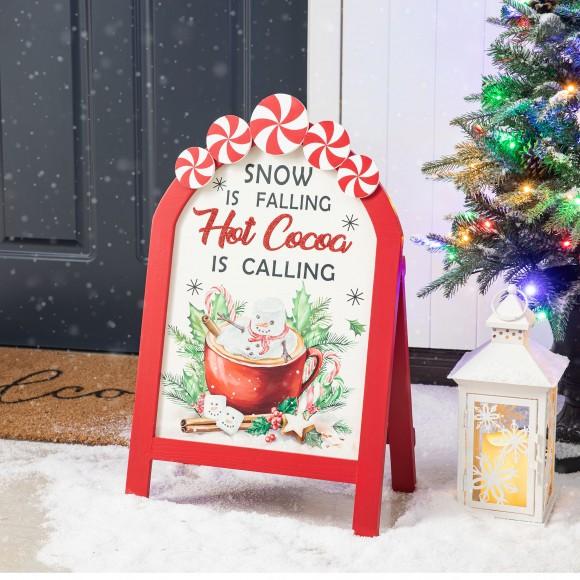 Glitzhome Glitzhome 24.25"H Christmas Wooden Peppermint Easel Porch Decor