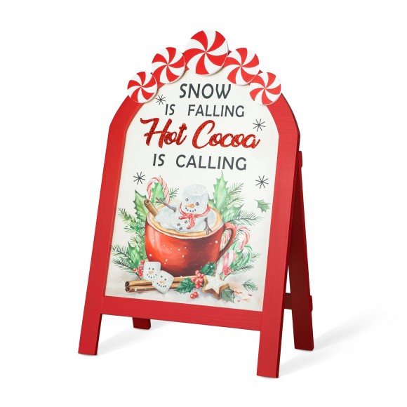 glitzhome Glitzhome 24.25"H Christmas Wooden Peppermint Easel Porch Decor