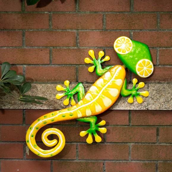 Glitzhome Glitzhome 24.25"L Whimsical Metal Lemon Gecko Wall Decor