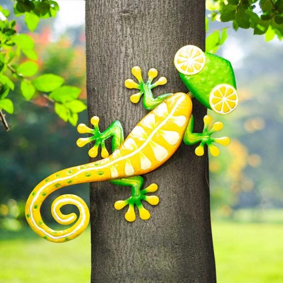 Glitzhome Glitzhome 24.25"L Whimsical Metal Lemon Gecko Wall Decor