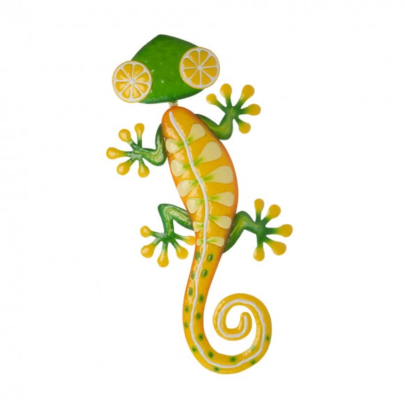 glitzhome Glitzhome 24.25"L Whimsical Metal Lemon Gecko Wall Decor