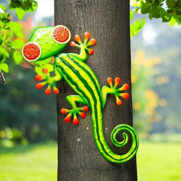 Glitzhome Glitzhome 24.25"L Whimsical Metal Watermelon Gecko Wall Décor