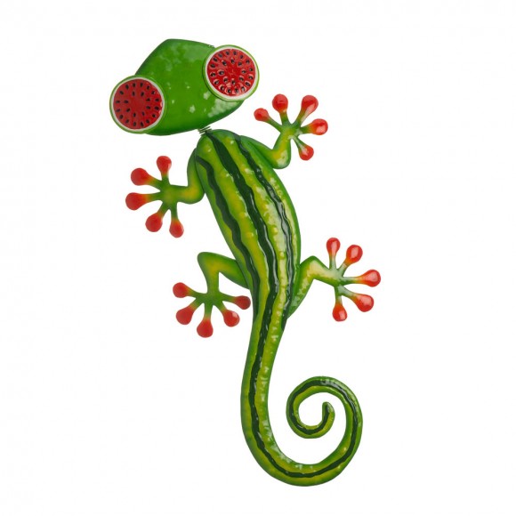 glitzhome Glitzhome 24.25"L Whimsical Metal Watermelon Gecko Wall Décor