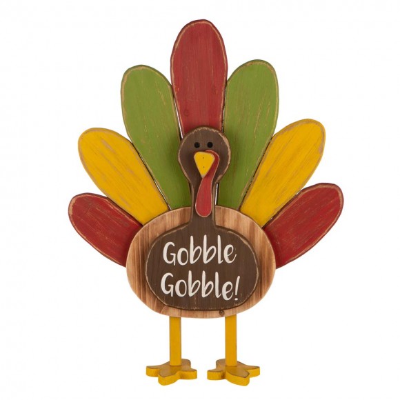 glitzhome Glitzhome 24.33"H Thanksgiving Wooden Turkey Standing Decor (KD)