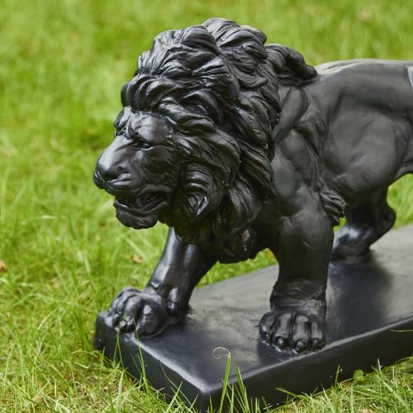 Glitzhome Glitzhome 24.5"L MGO Black Walking Lion Garden Statue