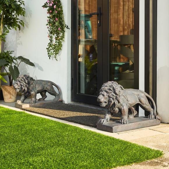 Glitzhome Glitzhome 24.5"L MGO Bronze Walking Lion Garden Statue