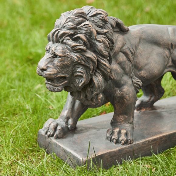Glitzhome Glitzhome 24.5"L MGO Bronze Walking Lion Garden Statue