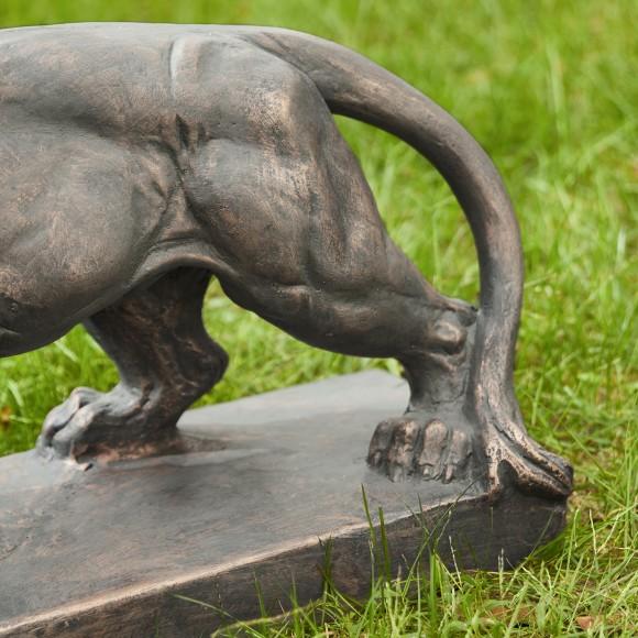 Glitzhome Glitzhome 24.5"L MGO Bronze Walking Lion Garden Statue