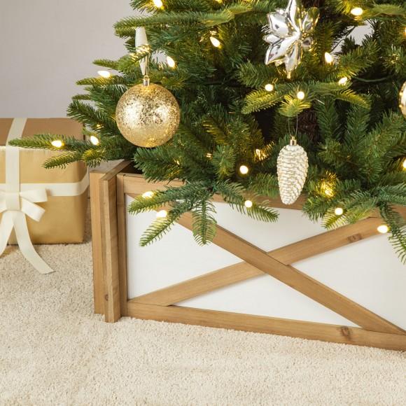 Glitzhome Glitzhome 24.5"L Natural & White Wooden Tree Collar (KD)