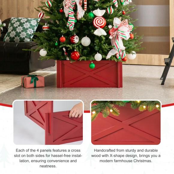Glitzhome Glitzhome 24.5"L Red Wooden Tree Collar (KD)