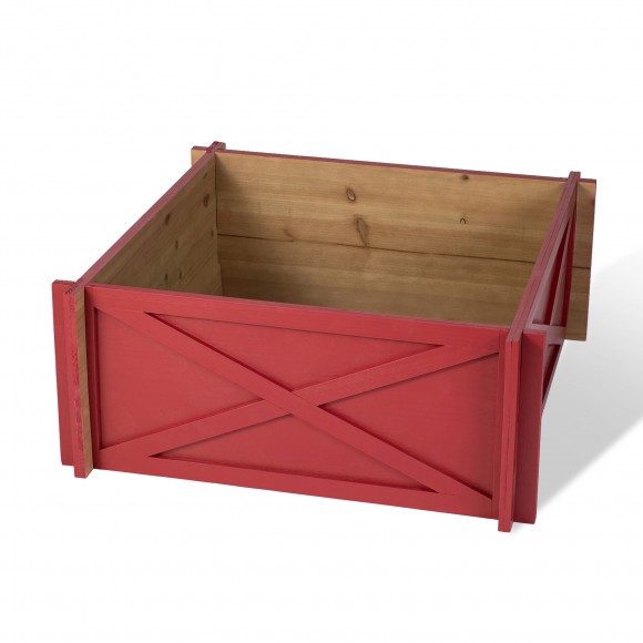 glitzhome Glitzhome 24.5"L Red Wooden Tree Collar (KD)