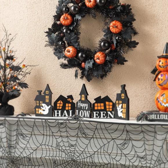 Glitzhome Glitzhome 24.75"L Halloween Wooden Hinged Haunted House Table Decor
