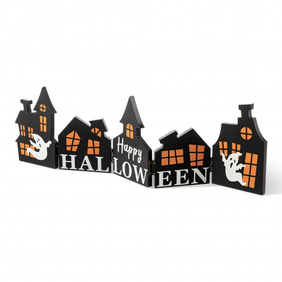 glitzhome Glitzhome 24.75"L Halloween Wooden Hinged Haunted House Table Decor