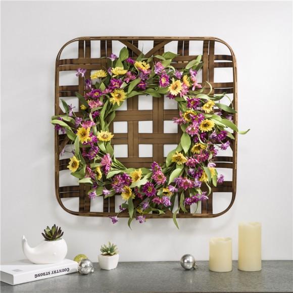 Glitzhome Glitzhome 24"D Artificial Chrysanthemum Wreath With 24"L Bamboo Basket