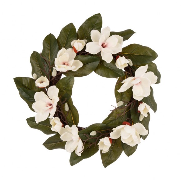 glitzhome Glitzhome 24"D Artificial Magnolia Wreath
