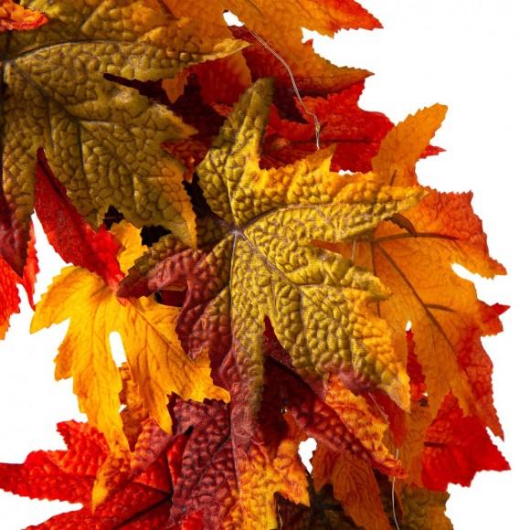 Glitzhome Glitzhome 24"D Fall Lighted Maple Leaves Wreath