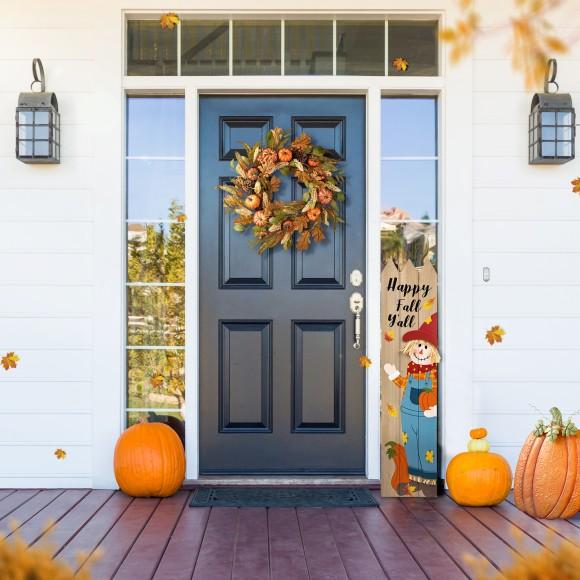 Glitzhome Glitzhome 24"D Fall Pumpkin Leaf Floral Wreath