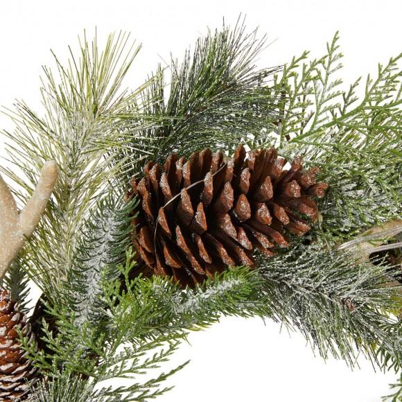 Glitzhome Glitzhome 24"D Flocked Pinecone & Antler Wreath With Lights ( Timer Included )