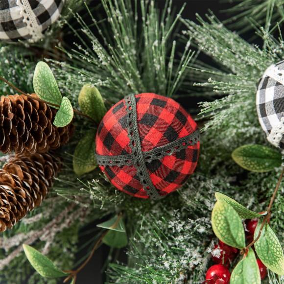 Glitzhome Glitzhome 24"D Frosted Ornament Berry & Pinecone Wreath