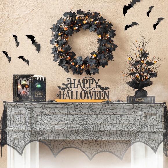 Glitzhome Glitzhome 24"D Halloween Candy Corn Berries Wreath