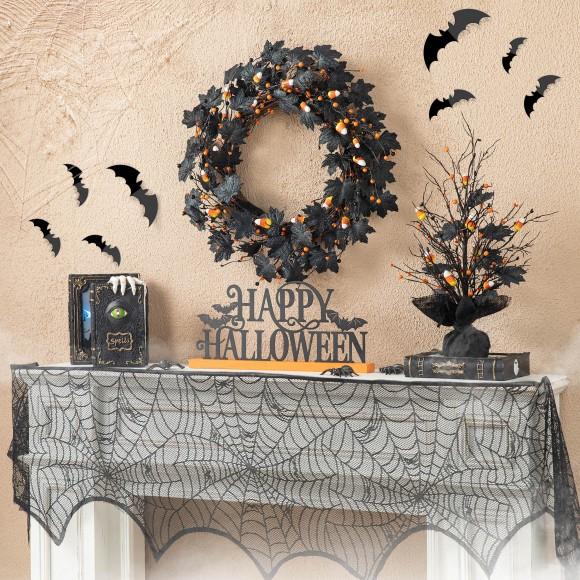 Glitzhome Glitzhome 24"D Halloween Candy Corn Berries Wreath