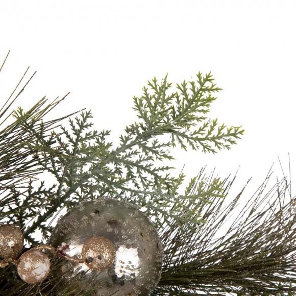 Glitzhome Glitzhome 24"D LED Pre-Lit Greenery Berry Holly Pine Cone Silver Ornament Wreath