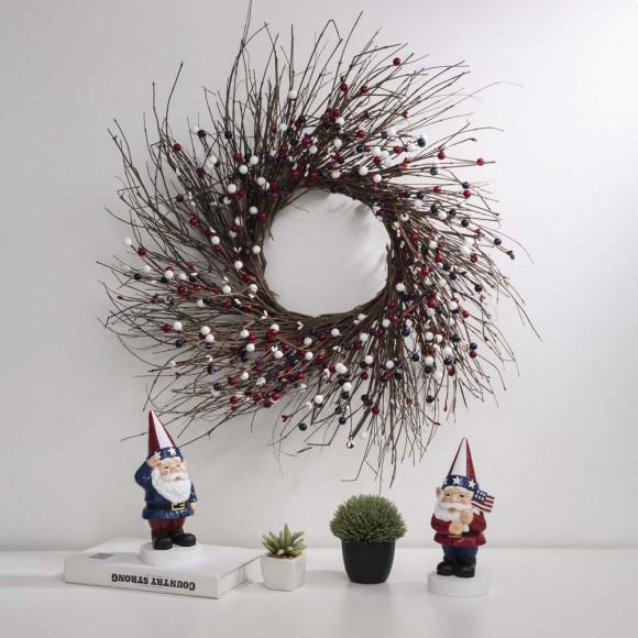 Glitzhome Glitzhome 24"D Patriotic RED/White/Blue Berry Wreath