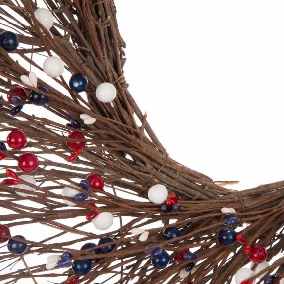 Glitzhome Glitzhome 24"D Patriotic RED/White/Blue Berry Wreath
