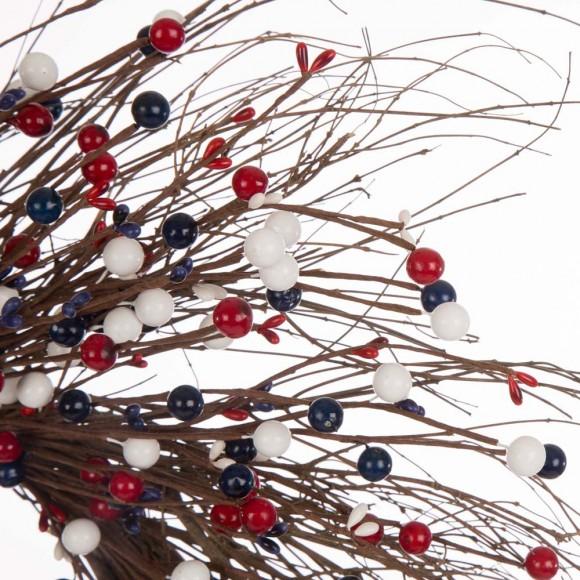 Glitzhome Glitzhome 24"D Patriotic RED/White/Blue Berry Wreath
