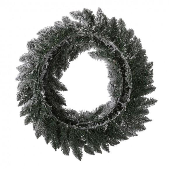 Glitzhome Glitzhome 24"D Pre-Lit Snow Flocked Christmas Wreath With Warm White LED Light